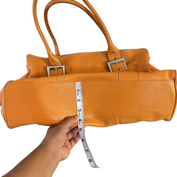 Suarez Women's Orange Leather Silver Hardware Tote/Shoulder Bag - Picture 11 of 11